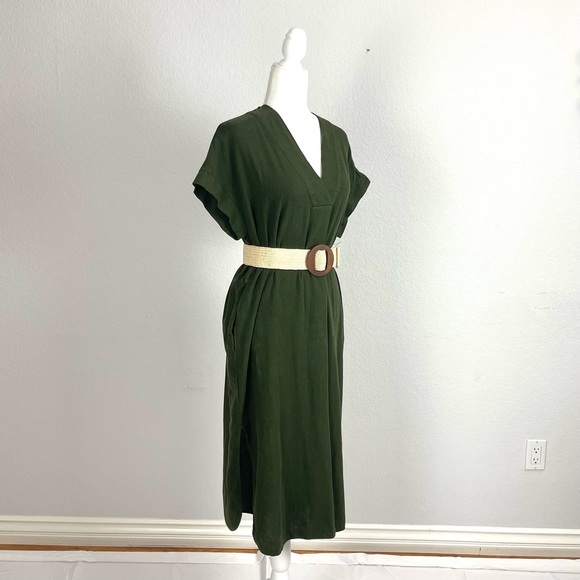 NWOT Zara Linen Blend Tunic Midi Dress Size XS - Picture 3 of 10